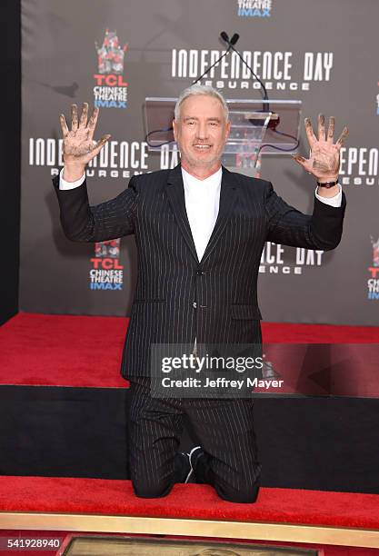 Director Roland Emmerich attends the hand and footprint ceremony for Director Roland Emmerich at 20th Century Fox's 'Independence Day: Resurgence' at...