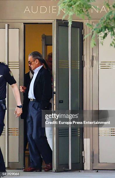 Mario Conde attends National Hight Court to hand over his passport on June 20, 2016 in Madrid, Spain. The ex banker left prison on June 17, 2016...
