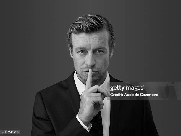 Actor Simon Baker is photographed for Self Assignment on June 16, 2012 in Paris, France.