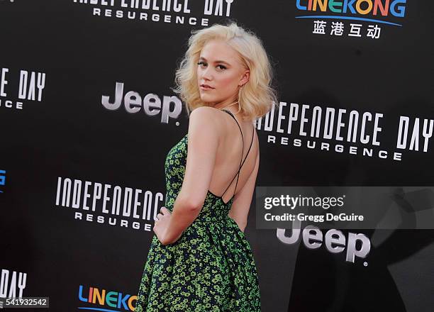 Actress Maika Monroe arrives at the premiere of 20th Century Fox's "Independence Day: Resurgence" at TCL Chinese Theatre on June 20, 2016 in...