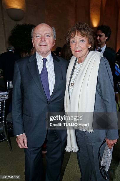 At the evening gala at the Chateau de Versailles for the opening of the exhibition Olafur Eliassion, Jacques Toubon with his wife Lise are...