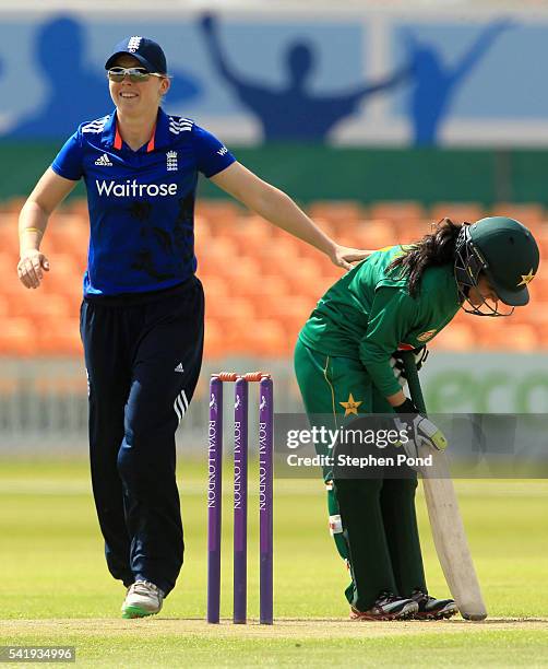 Heather Knight of England during the 1st Royal London ODI match between England Women and Pakistan Women at Grace Road Cricket Ground on June 21,...