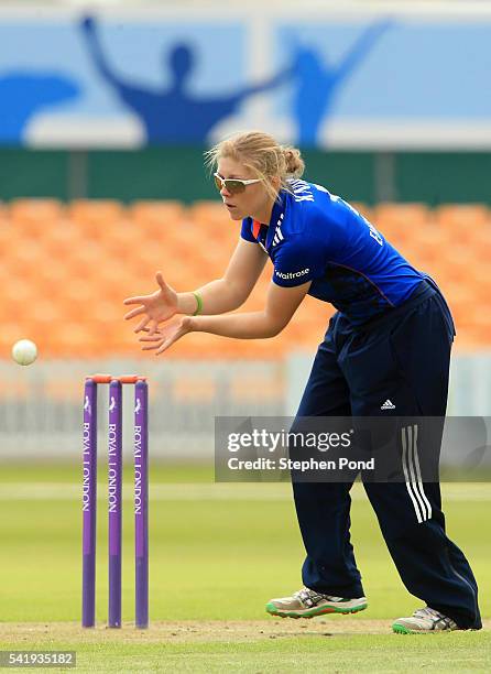 Heather Knight of England during the 1st Royal London ODI match between England Women and Pakistan Women at Grace Road Cricket Ground on June 21,...