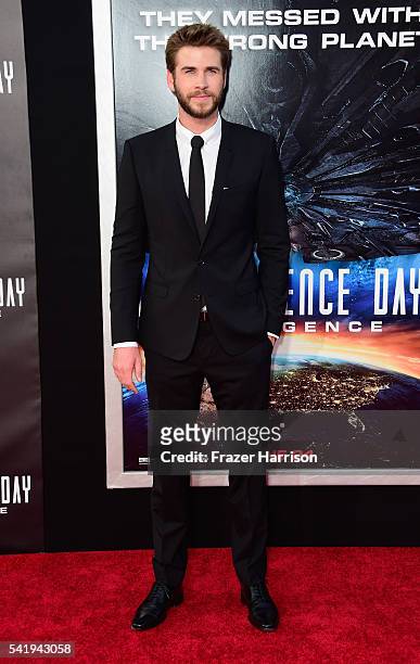 Actor Liam Hemsworth arrives at the Screening of 20th Century Fox's "Independence Day: Resurgence"at TCL Chinese Theatre on June 20, 2016 in...