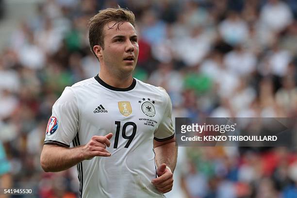 Germany's forward Mario Goetze plays during the Euro 2016 group C football match between Northern Ireland and Germany at the Parc des Princes stadium...