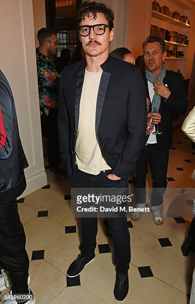 Pedro Pascal attends the launch of Wendy Rowe's new book 'Eat Beautiful' hosted by Sienna Miller at Burberry's all day cafe Thomas's on June 21, 2016...