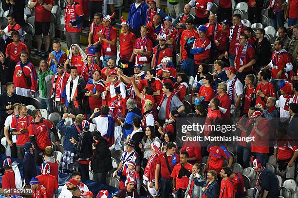 Fans try to catch the boot of Daniel Pudil of Czech Republic during the UEFA EURO 2016 Group D match between Czech Republic and Turkey at Stade...