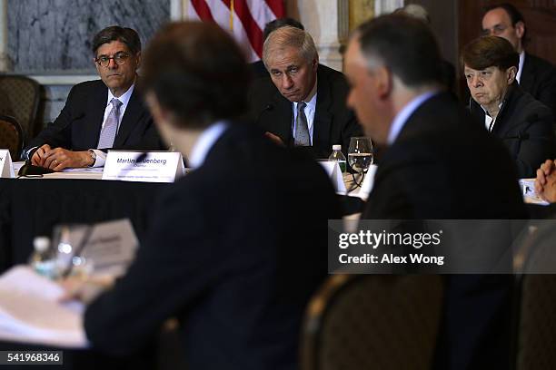 Secretary of the Treasury Jacob Lew, Chairman of Federal Deposit Insurance Corporation Martin Gruenberg, and Chair of Securities and Exchange...