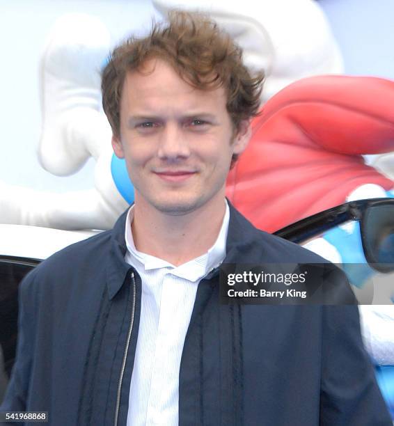 Actor Anton Yelchin attends the Los Angeles premiere 'Smurfs 2' at Regency Village Theatre on July 28, 2013 in Westwood, California.