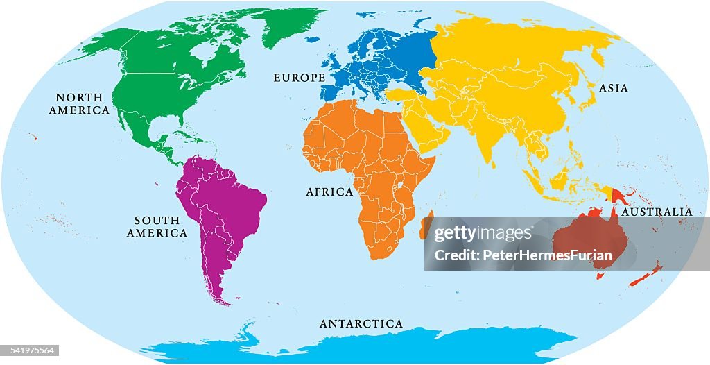 Example Of Continent Seven Continents World Map High-Res Vector Graphic - Getty Images