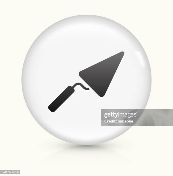 pointing trowel icon on white round vector button - contractor white background stock illustrations