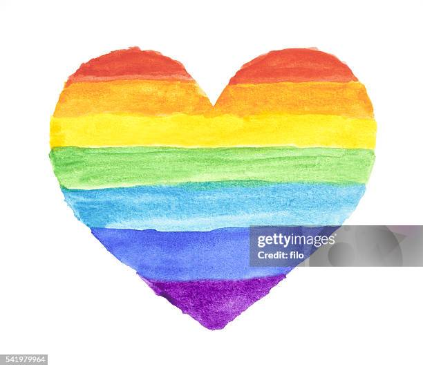 rainbow watercolor heart - rainbow stock illustrations