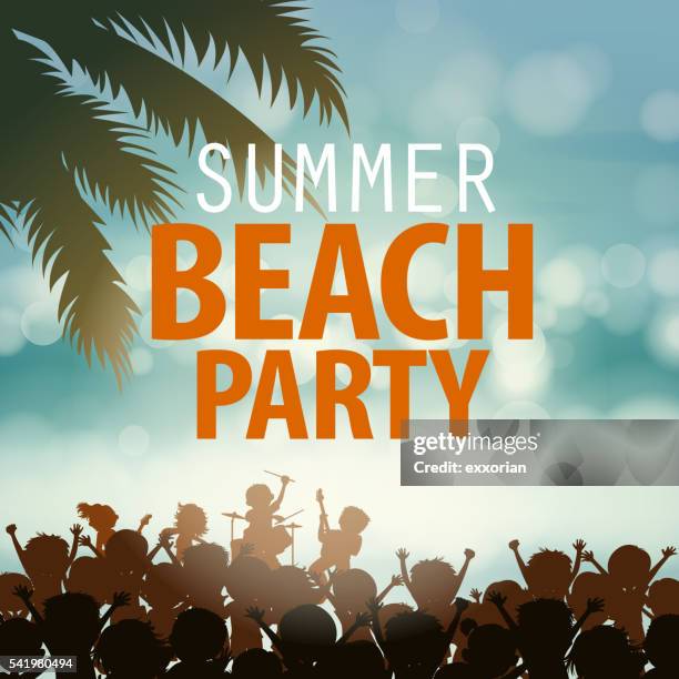 ilustrações de stock, clip art, desenhos animados e ícones de rocha festival de música de verão praia - popular music concert