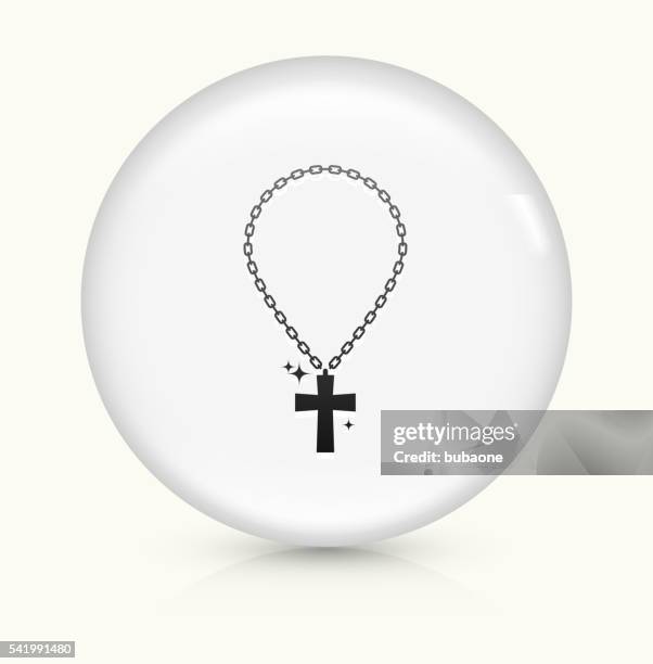 cross chain icon on white round vector button - a cross necklace stock illustrations