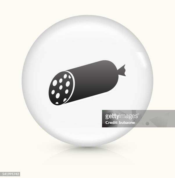 stockillustraties, clipart, cartoons en iconen met salami stick icon on white round vector button - salumeria