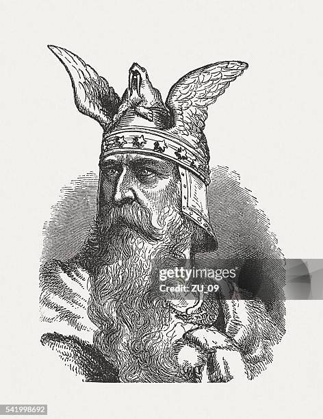 stockillustraties, clipart, cartoons en iconen met norman king, 11th century, wood engraving, published in 1884 - scandinavian descent