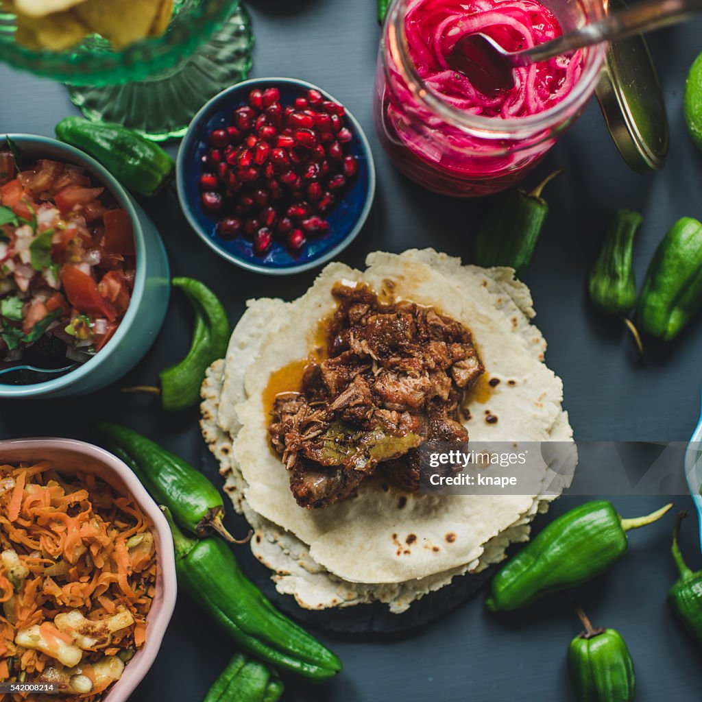 Tex Mex la cena, comida mexicana fotografía