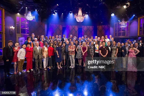 Episode 104 -- Pictured: "Broadway for Orlando" performs "What the World Needs Now Is Love" with Martin Short, Maya Rudolph, and Kenan Thompson on...
