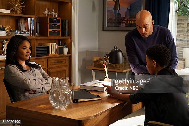The Interrogation" Episode 108 -- Pictured: Nia Long as Alexis Russell, James Lesure as Will Russell, Sayeed Shahidi as Miles Russell --