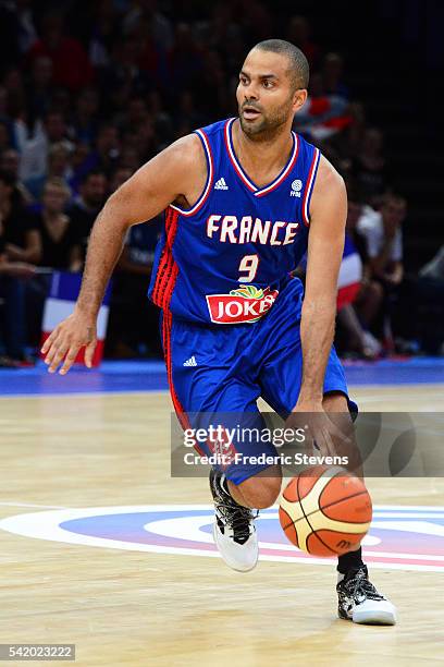 Tony Parker of France team of Basket during the International Friendly Match between France and Serbia at AccorHotels Arena on June 21, 2016 in...