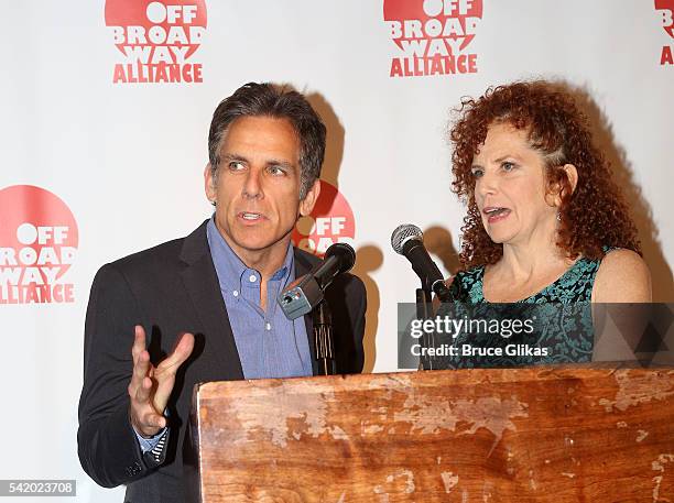 Actor Ben Stiller and sister Actress Amy Stiller attend the 2016 Off Broadway Alliance Awards where Stiller's mother Anne Meara was posthumously...