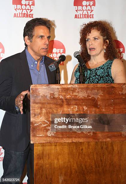 Actor Ben Stiller and sister Actress Amy Stiller attend the 2016 Off Broadway Alliance Awards where Stiller's mother Anne Meara was posthumously...