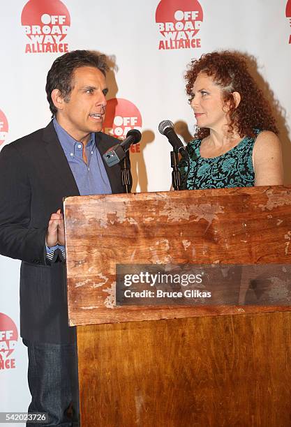 Actor Ben Stiller and sister Actress Amy Stiller attend the 2016 Off Broadway Alliance Awards where Stiller's mother Anne Meara was posthumously...