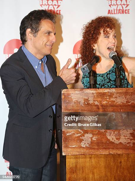 Actor Ben Stiller and sister Actress Amy Stiller attend the 2016 Off Broadway Alliance Awards where Stiller's mother Anne Meara was posthumously...