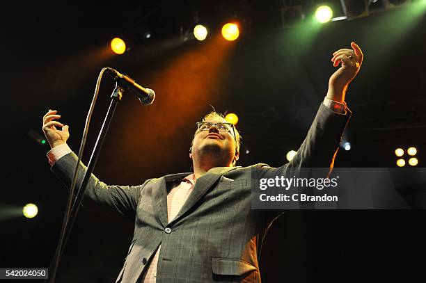 Paul Janeway of St. Paul and The Broken Bones performs on stage at KOKO on June 21, 2016 in London, England.