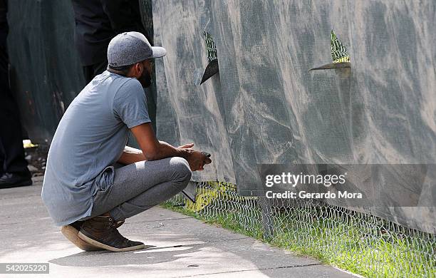 Zaid Hinds observes the interior of the Pulse Nightclub building on June 21, 2016 in Orlando, Florida. The Orlando community continues to mourn the...