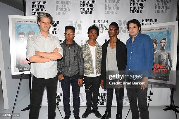 Director Luke Meyer, Jarad Dawkins , Malcolm Brickhouse, Alec Atkins and Tom Davis attend "Breaking A Monster" New York Screening at Museum of the...