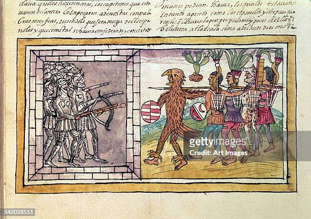 Pedro de Alvarado companion-at-arms of Hernando Cortes besieged by Aztec warriors