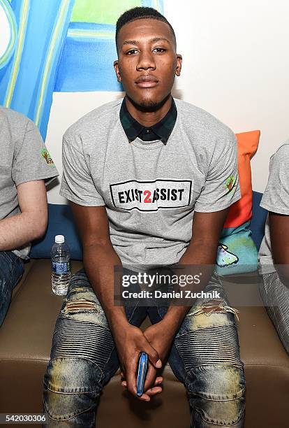 Draft prospect Kris Dunn attends the unveiling with NBA Cares and State Farm of NYC Assist, a Teen Learning Center at Educational Alliance Boys &...