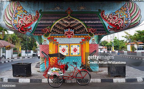 wall painting - pedicab stock pictures, royalty-free photos & images