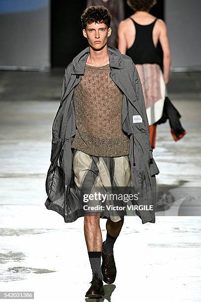 Model walks the runway at the Vivienne Westwood show during Milan Men's Fashion Week Spring/Summer 2017 on June 19, 2016 in Milan, Italy.