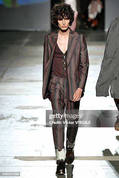 Model walks the runway at the Vivienne Westwood show during Milan Men's Fashion Week Spring/Summer 2017 on June 19, 2016 in Milan, Italy.