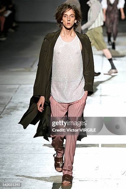 Model walks the runway at the Vivienne Westwood show during Milan Men's Fashion Week Spring/Summer 2017 on June 19, 2016 in Milan, Italy.