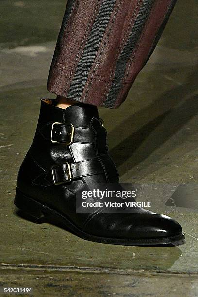 Model walks the runway at the Vivienne Westwood show during Milan Men's Fashion Week Spring/Summer 2017 on June 19, 2016 in Milan, Italy.