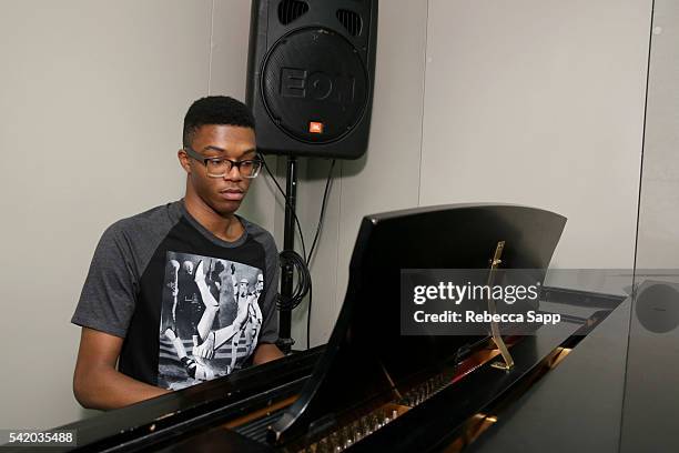 Camp musician rehearses at the GRAMMY Foundation's 12th Annual GRAMMY Camp at the University of Southern California Thornton School of Music on June...