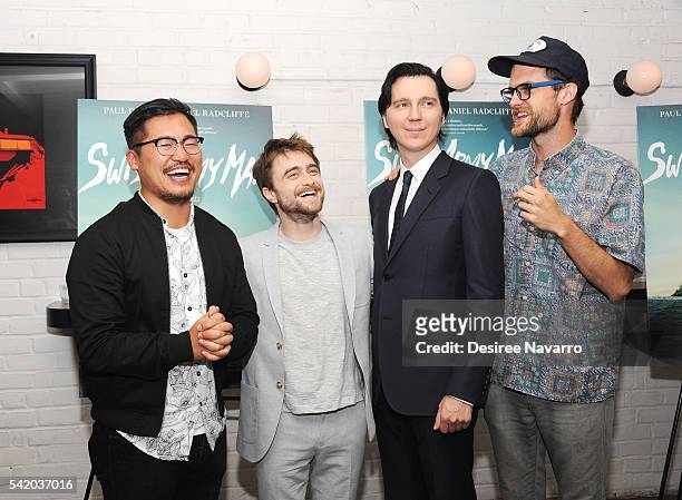 Director Daniel Kwan, actors Daniel Radcliffe, Paul Dano, and director Daniel Scheinert attend 'Swiss Army Man' New York Premiere at Metrograph on...