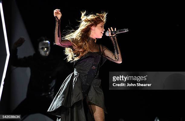 Singer Selena Gomez performs during her 'Revival Tour' at the Bridgestone Arena on June 21, 2016 in Nashville, Tennessee.