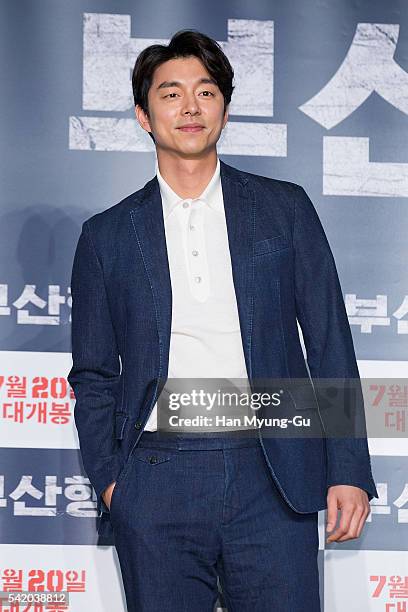 Actor Gong Yoo attends the press conference for "Train To Busan" at Nine Tree on June 21, 2016 in Seoul, South Korea. The film will on July 20, 2016...