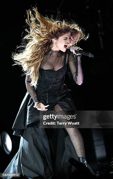 Singer Selena Gomez performs during her 'Revival Tour' at Bridgestone Arena on June 21, 2016 in Nashville, Tennessee.