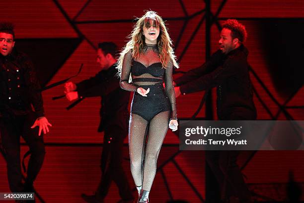 Singer Selena Gomez performs during her 'Revival Tour' at Bridgestone Arena on June 21, 2016 in Nashville, Tennessee.