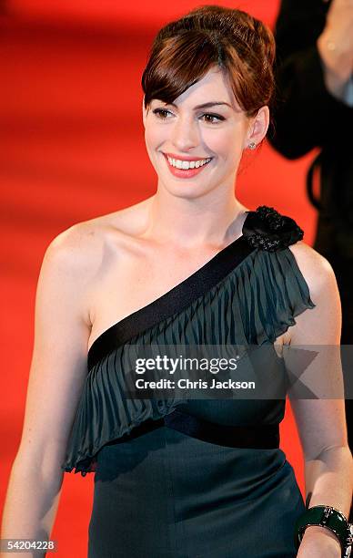 Actress Anne Hathaway arrives for the premiere of the in-competition film "Brokeback Mountain" at the Palazzo del Cinema as part of the 62nd Venice...