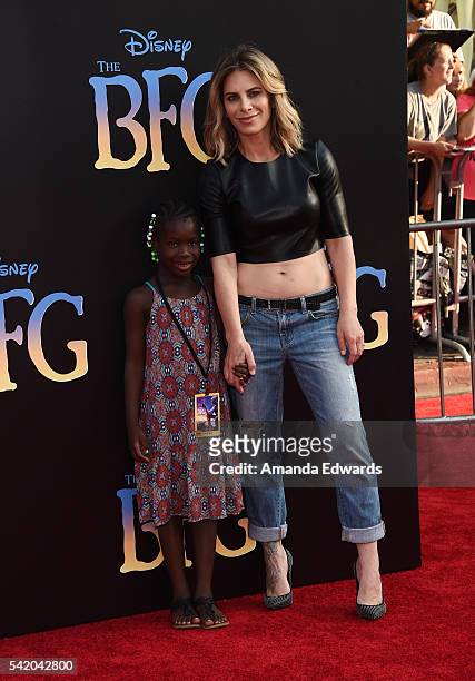 Celebrity fitness trainer Jillian Michaels and her daughter Lukensia Michaels Rhoades arrive at the premiere of Disney's "The BFG" at the El Capitan...