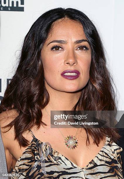 Actress Salma Hayek attends the premiere of Momentum Pictures' "Septembers of Shiraz" at the Museum of Tolerance on June 21, 2016 in Los Angeles,...