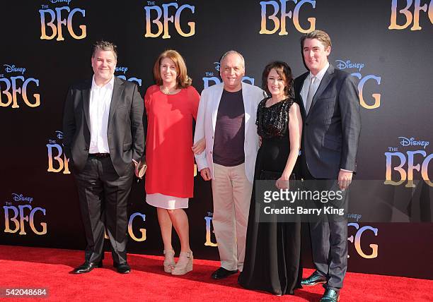 Weta's Guy Williams, guest, Joe Letteri, guest and Kevin Sherwood attend the premiere of Disney's' 'The BFG' at the El Capitan Theatre on June 21,...