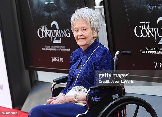 Author/paranormal investigator Lorraine Warren attends the premiere of "The Conjuring 2" at the 2016 Los Angeles Film Festival at TCL Chinese Theatre...