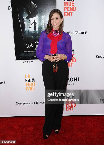 Actress Vera Farmiga attends the premiere of "The Conjuring 2" at the 2016 Los Angeles Film Festival at TCL Chinese Theatre IMAX on June 7, 2016 in...